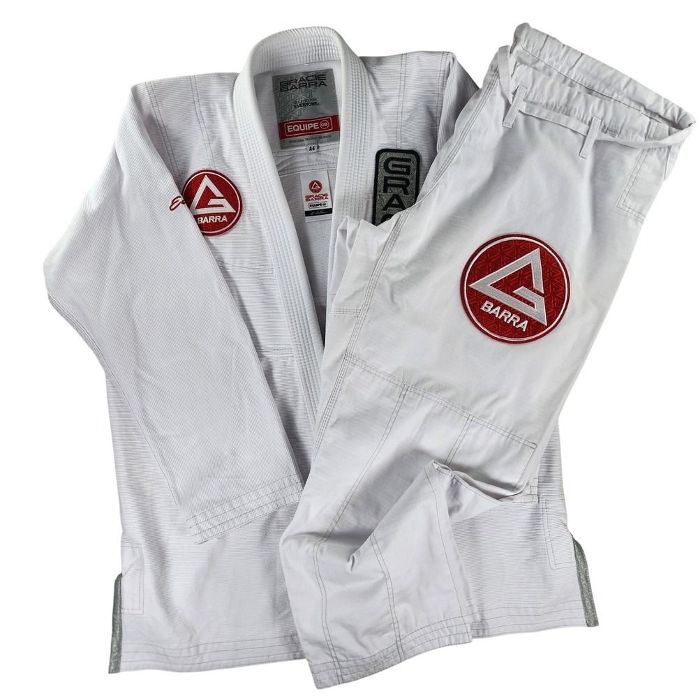 Gracie Barra Equipe GB1 Jiu Jitsu A4 White‎ Gi Uniform Set Adult Unisex 2 Pieces